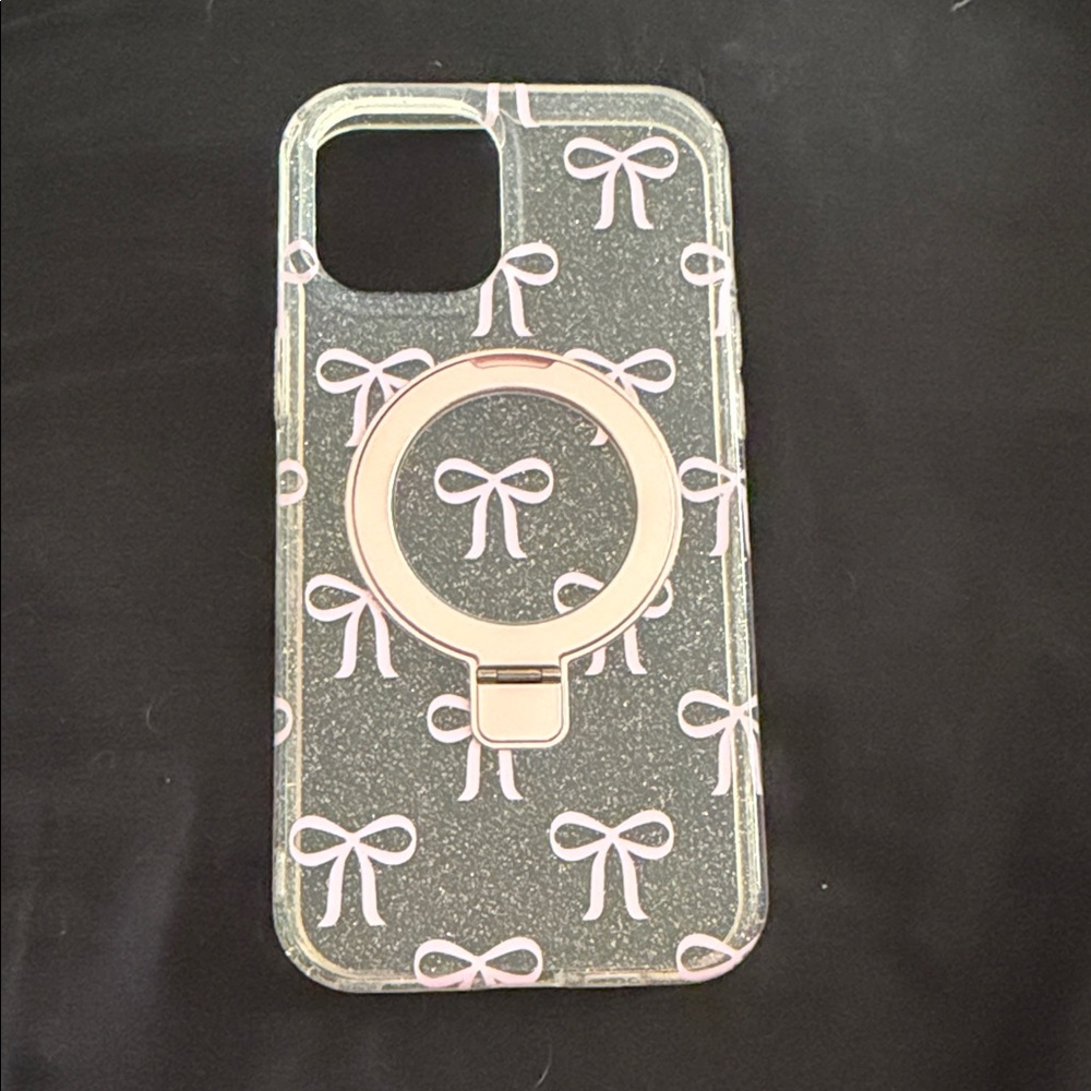 iPhone 12 Pro Max Case Bow Pattern with Magnetic Ring Stand